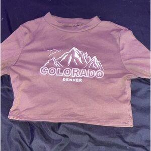 A brown T-shirt crop top.